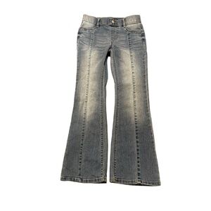 Vanilla Star Girls High Rise Seam Flare Distressed Blue Jeans Size 8